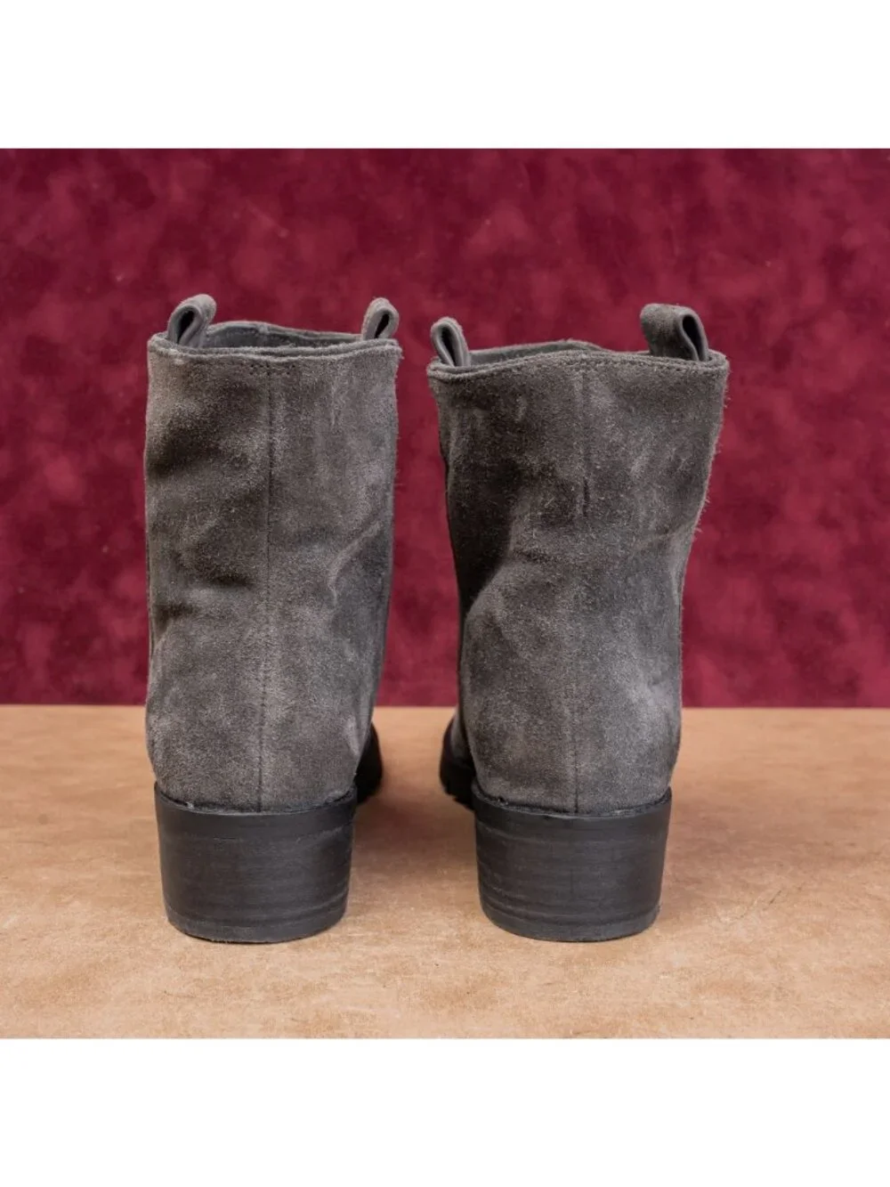 Splendid Women Distress Grey Suede Fleece lined Slip on Boots sz 7.5